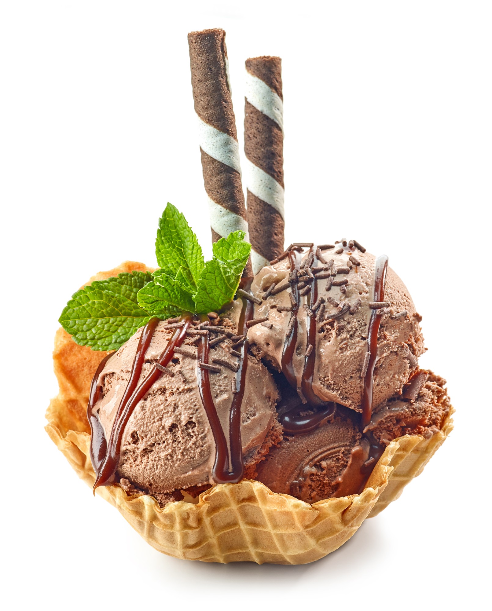 Batch ice cream in a waffle bowl